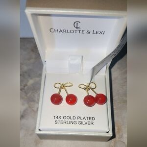 Gold Plated Sterling Silver Cherry Earrings